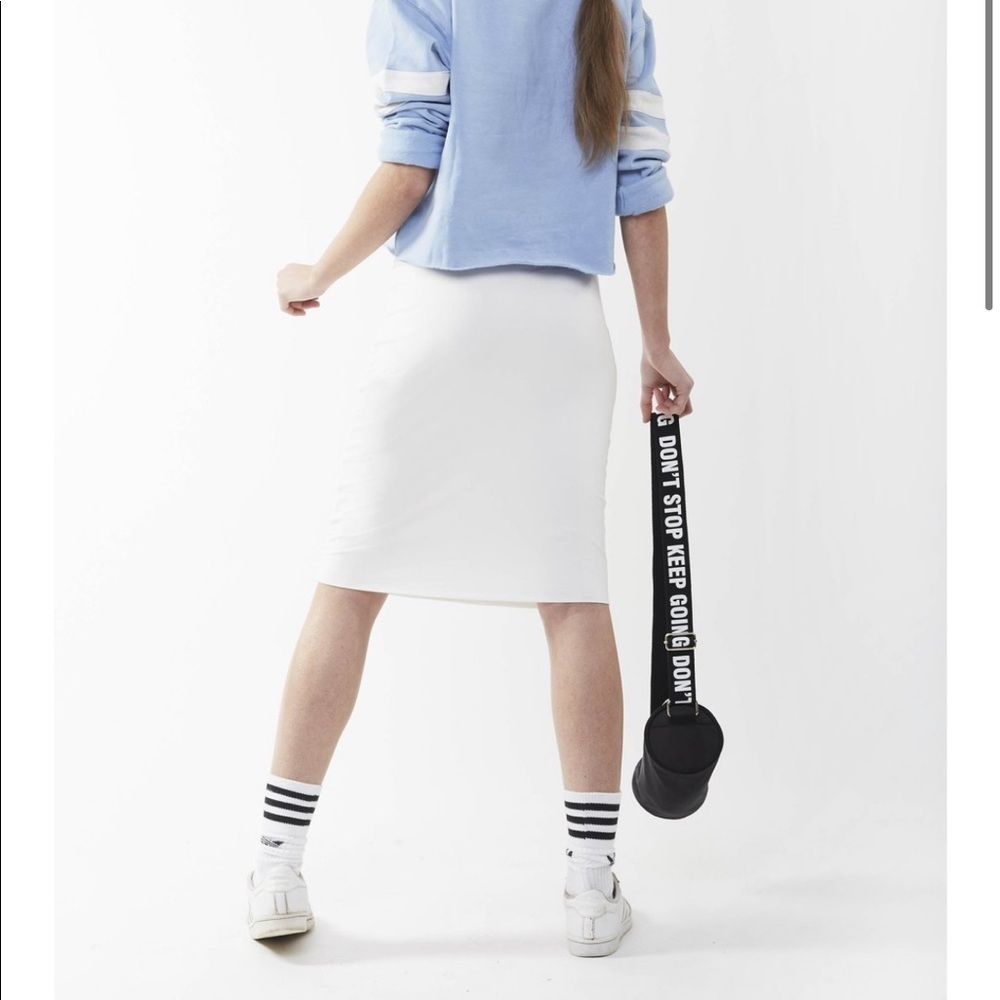 NEW White Tube Knee Length Foldover Jersey Skirt - Picture 2 of 5